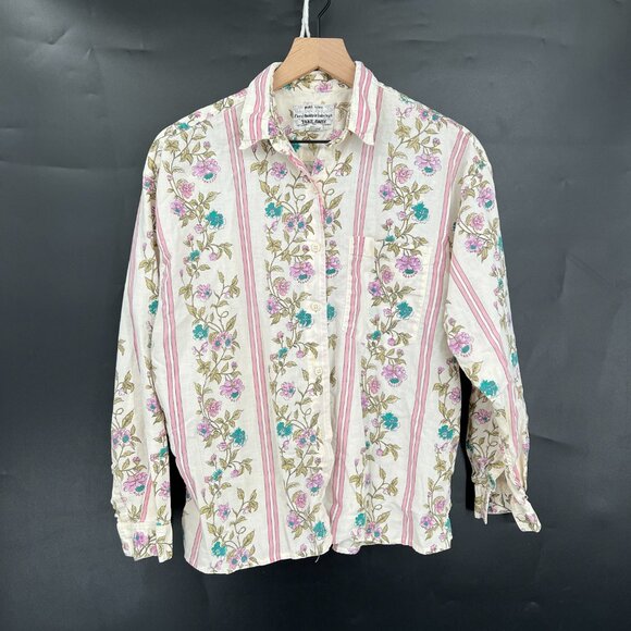 Vintage 70s boho pure love takeaway cottagecore button up shirt grandmacore L - Picture 2 of 10